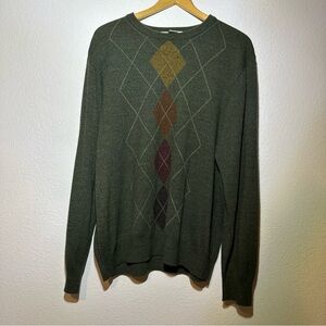 Geoffrey Beene Sweater Mens Size XL‎ Green  Argyle Pattern Knit